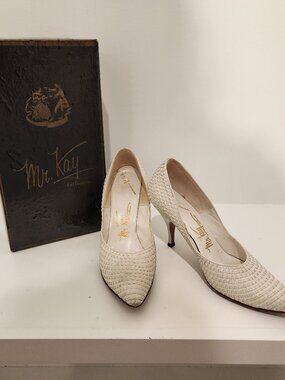 60s Vintage MR. KAY Basketweave HIGH HEELS Made in Italy Women's Size 6-6.5